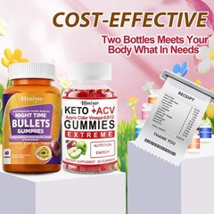 6 Bottles Keto ACV B12 & Night Sleep Gummies, 360 Gummies All Together