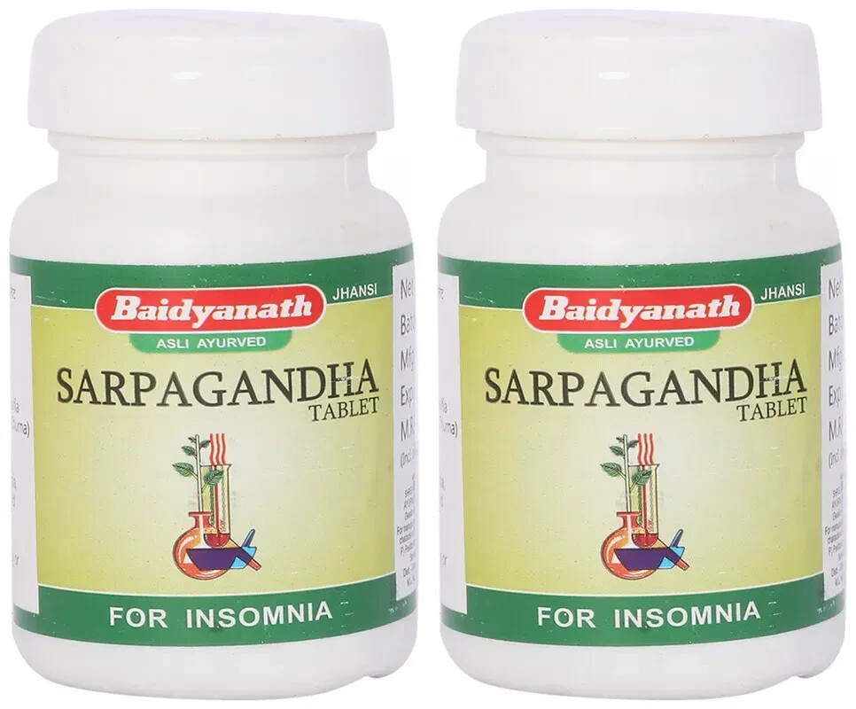2 Packs Baidyanath SARPAGANDHA Tablets (50tab) Ayurvedic Helpful in Insomnia