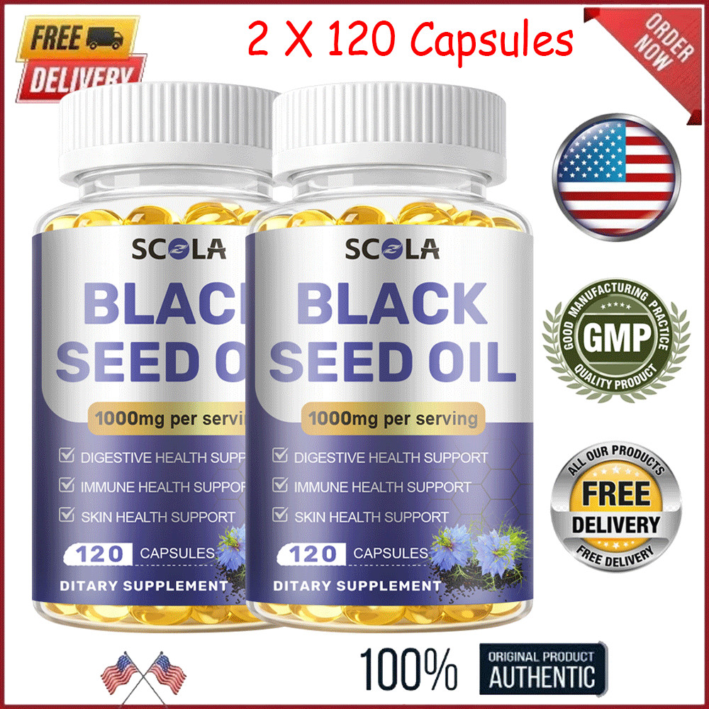 Black Seed Oil 1000mg | 240 Softgel Capsules | Nigella Sativa | Non-GMO, Vegan