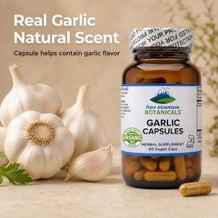 Pure Mountain Botanicals Garlic Capsules with 500mg Organic Garlic Pills