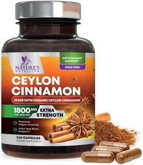 Organic Ceylon Cinnamon Supplement 1800mg – Extra 240 Count (Pack of 1)