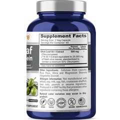 NusaPure Olive Leaf 501 Extract 500 mg Equivalent to 25000mg – 50% Oleuropein…