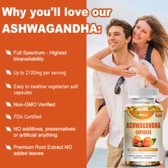 Organic Ashwagandha With Black Pepper Extract, Anti Anxiety,Stress Relief, Calm