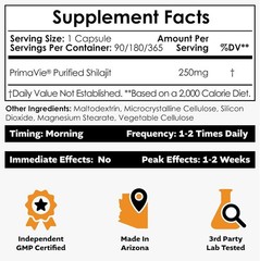 Nootropics Depot PrimaVie Shilasjit Capsules 250mg 90 Count Purified Energy Supp