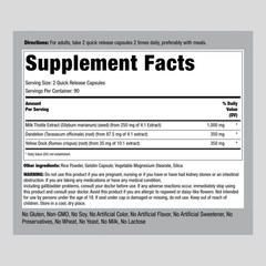 Milk Thistle Dandelion Yellow Dock | 180 Capsules | Complex | by Piping Rock