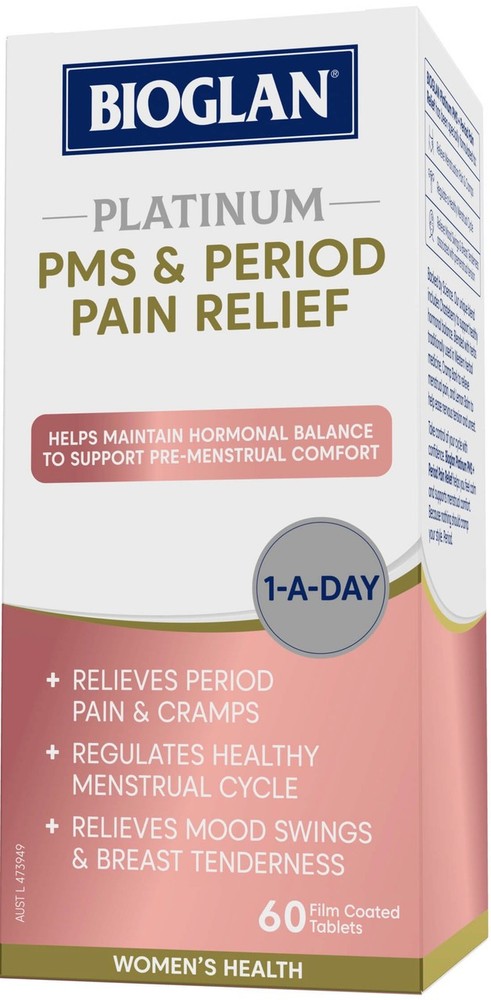 Bioglan Platinum PMS & Period Pain Relief 60 Tabs x 3 Pack