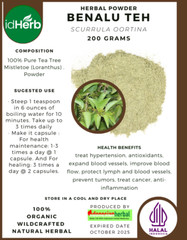 100 grams POWDER BENALU TEH SCURRULA OORTINA NATURAL HERBAL ORGANIC