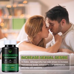 Organic Ashwagandha Capsules 5200mg Supplement w/ Black Pepper Root Powder 60Pcs