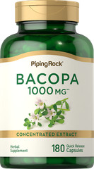 Bacopa Monnieri Capsules 1000 mg | 180 Count | Non-GMO | By Piping Rock