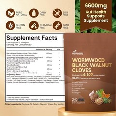 VivoNu Wormwood Black Walnut Cloves Capsules,Natural Cleanse&Metabolism Support-