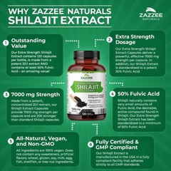 Zazzee 100% Pure Organic Himalayan Shilajit 201 Extract 7000 mg Strength per …