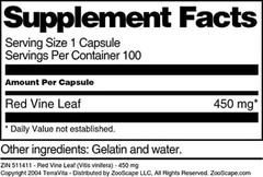 100 Vegetarian Capsules of Red Vine Leaf Extract 450 mg – Quality Guaranteed