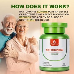 Nattokinase 6,000 FU Per Serving of Enzyme, Whole Bottle 180,000 FU, 2 Bottles