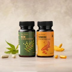 Isha Life Neem & Turmeric Powder in Veg Capsules – Combo Pack of 100 pcs each