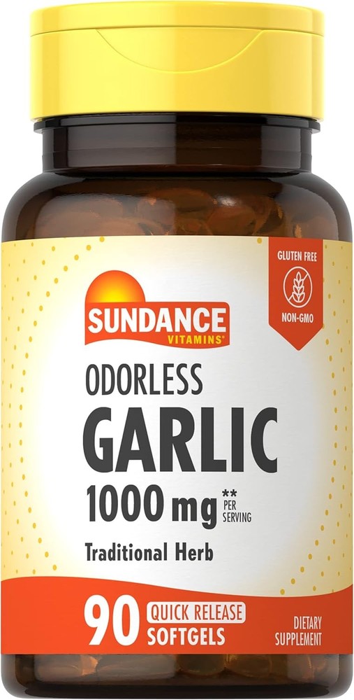 Sundance Odorless Garlic Softgels | 1000mg | 90 Count | Non-GMO and Gluten…
