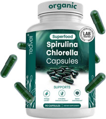 Organic Spirulina and Chlorella Capsules – Chlorophyll Pills & Blue Green Algae