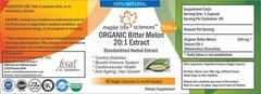 ORGANIC Bitter Melon Fruit 20:1 Extract Capsules Momordica Charantia