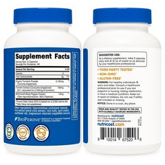 Cúrcuma con Curcumina 2300mg con Pimienta Negra | 120 Cápsulas | 40 Porciones