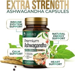 Organic Ashwagandha 2100mg Capsules w/ Black Pepper Root Supplement