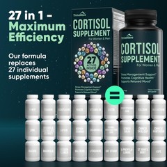Cortisol Support Capsules Bacopa Lemon Balm Ashwagandha GABA 60 Count