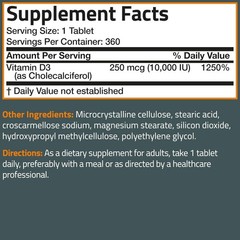 Bronson Vitamin D3 10,000iu (250mcg) 1 Year Supply for 360 Count (Pack of 1)