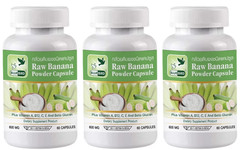 3 X Raw Banana Capsule Organic Natural Dietary Supplement for Digestive.