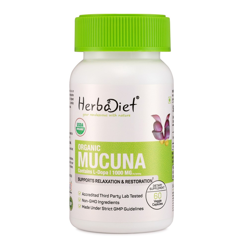Organic Mucuna Pruriens Seed Veg Capsules Velvet Bean Cowhage L-Dopa Dopamine