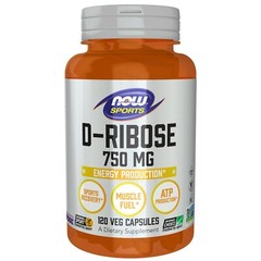 NOW Foods D-Ribose 750mg 120 Cap Fuels ATP Energy 12/26 EXP Muscle Fuel