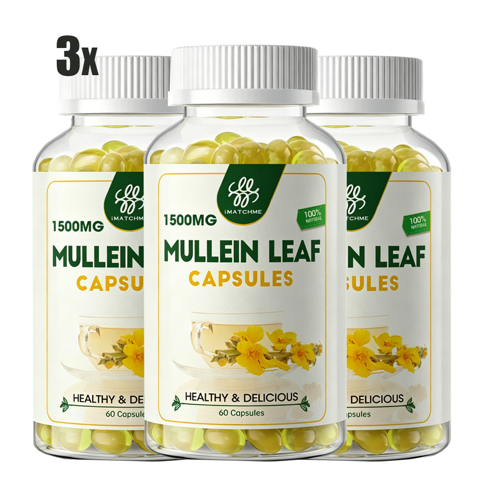 3Pack Mullein Leaf Capsules for Lungs for Res and Lung Mullein Leaf Extract