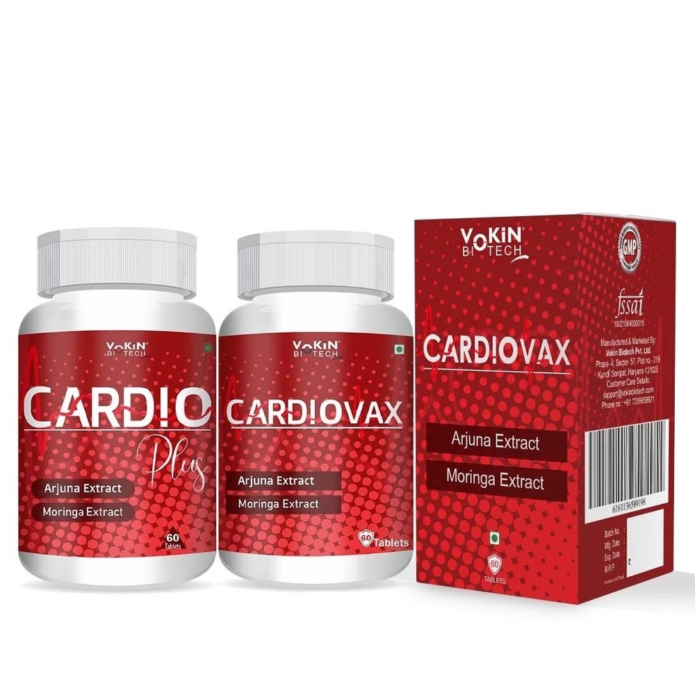 Vokin Biotech Cardiovax+Cardioplus, 60×2 Tabs, Arjuna, Moringa b274