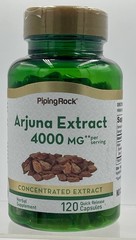 Piping Rock Arjuna Capsules 4000mg 120 Count Non GMO Gluten Free EXP11/2027