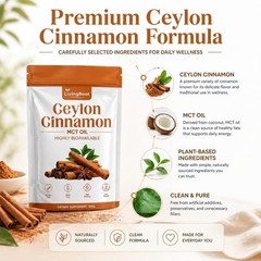 Organic Ceylon Cinnamon Powder with MCT Oil – Gluten Free, Non-GMO, 10.5oz