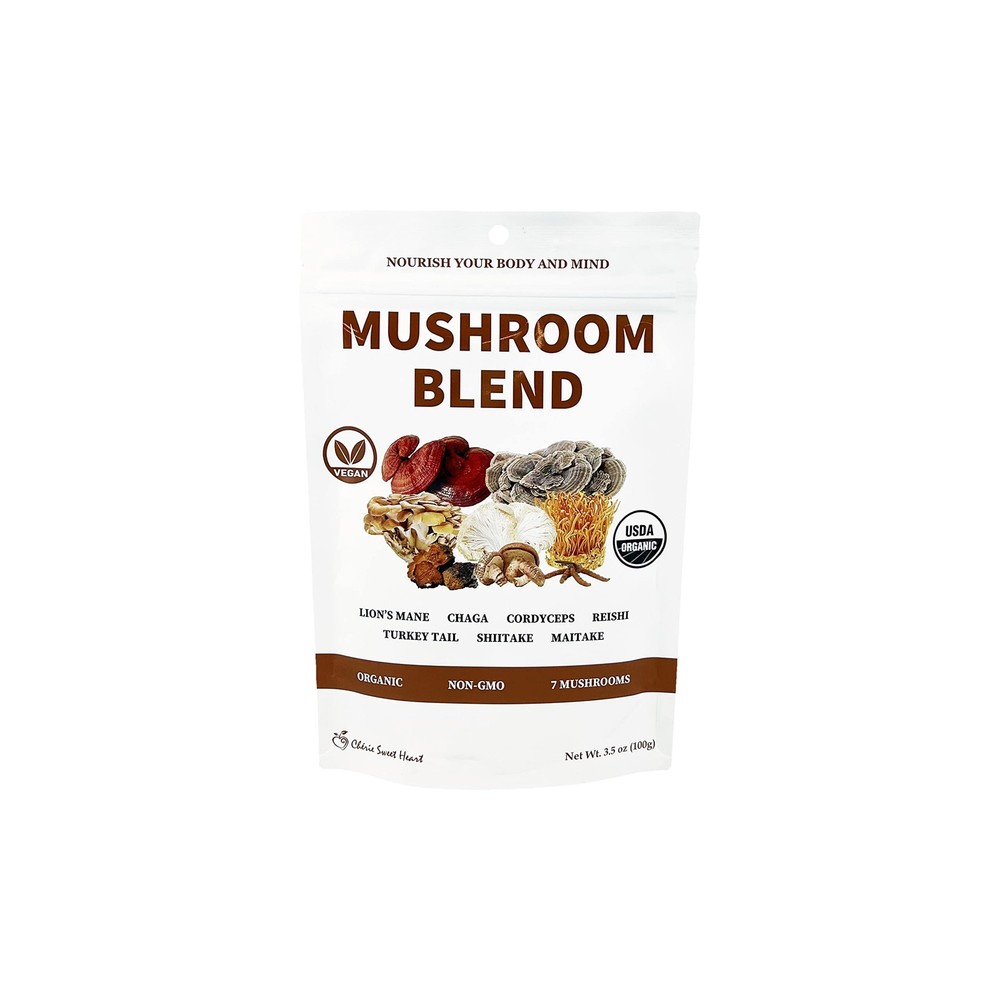 Cherie Sweet Hearts Organic Mushroom Blend Powder 3.5oz 7 in 1 Immune Support