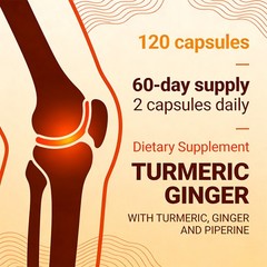 Turmeric+Ginger Piperine Natural Support Digestive Joint Vitality 30/60/120 Caps