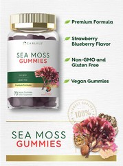 Sea Moss Gummies | 70 Count | Strawberry Blueberry Flavor | Vegan | by Carlyle