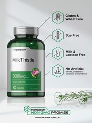 Milk Thistle Extract 3000mg | 300 Capsules | Non-GMO, Gluten Free | by Horbaach