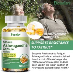 Organic Ashwagandha Capsules 1950mg 30 To 120 Capsules with Black Pepper