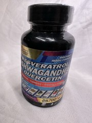 Organic Cadane Ashwagandha Resveratrol Quercetin 90 Caps Exp 12/2026