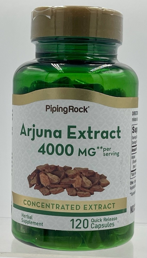 Piping Rock Arjuna Capsules 4000mg 120 Count Non GMO Gluten Free EXP11/2027