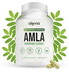 Amla Capsules 1000mg Organic Indian Gooseberry 60 Count Ayurvedic Alevia Fruit