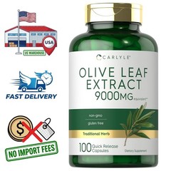 Olive Leaf Extract 9000mg Capsules | 150 mg Oleuropein | 100 Count