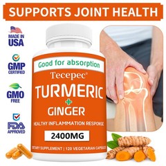 Turmeric 95% Curcumin 2400mg With Ginger Black Pepper Antioxidant 120 Capsules