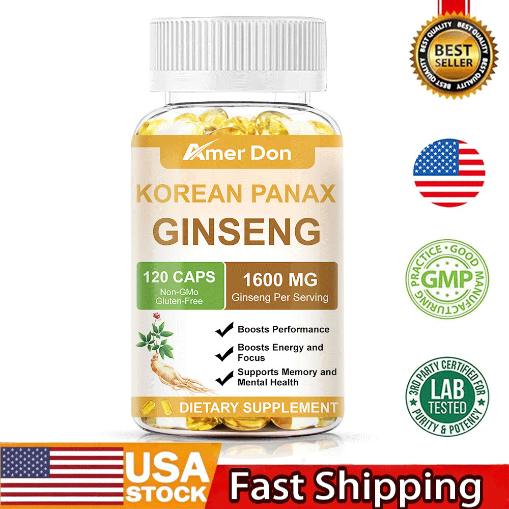 Korean Red Panax Ginseng 1600mg 120 Capsules – Extra Strength NON-GMO No Fillers