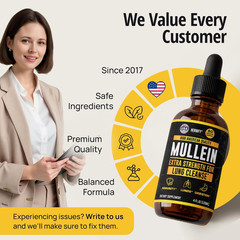 HERBIFY Mullein Drops – Lung Cleanse – Leaf Extract – Powerful Mullein for Immun