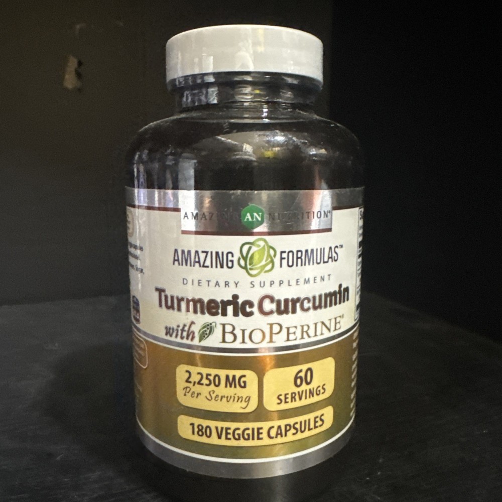 Amazing Formulas Turmeric Curcumin BioPerine 1500 Mg Serving Veggie Capsules 180