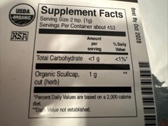 Organic Scullcap Herb, Cut & Sifted, 16 oz 453 g Exp 12/2028-New-US Seller