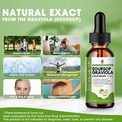 1-3x Soursop Graviola Extract Liquid Drop Immune Digestive Support & Antioxidant
