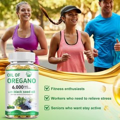 Nature’s live Oil of Oregano with Black Seed Oil, 2 in 1 Oregano Supplement f…