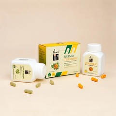 Isha Life Neem & Turmeric Powder in Veg Capsules Combo Pack (100 Caps Each)