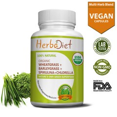 Organic Super Greens with Spirulina, Chlorella, Wheatgrass Barley Grass Capsules